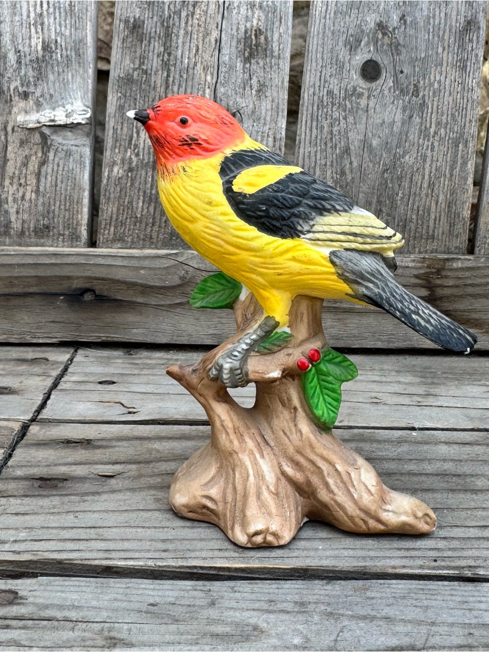 Vintage Ceramic Western Tanager Bird Figurine - Hand Painted